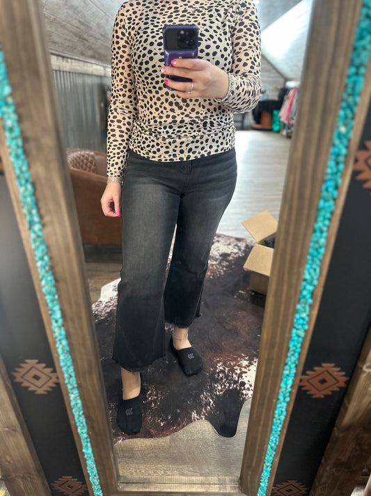 Black Denim Cropped Jeans