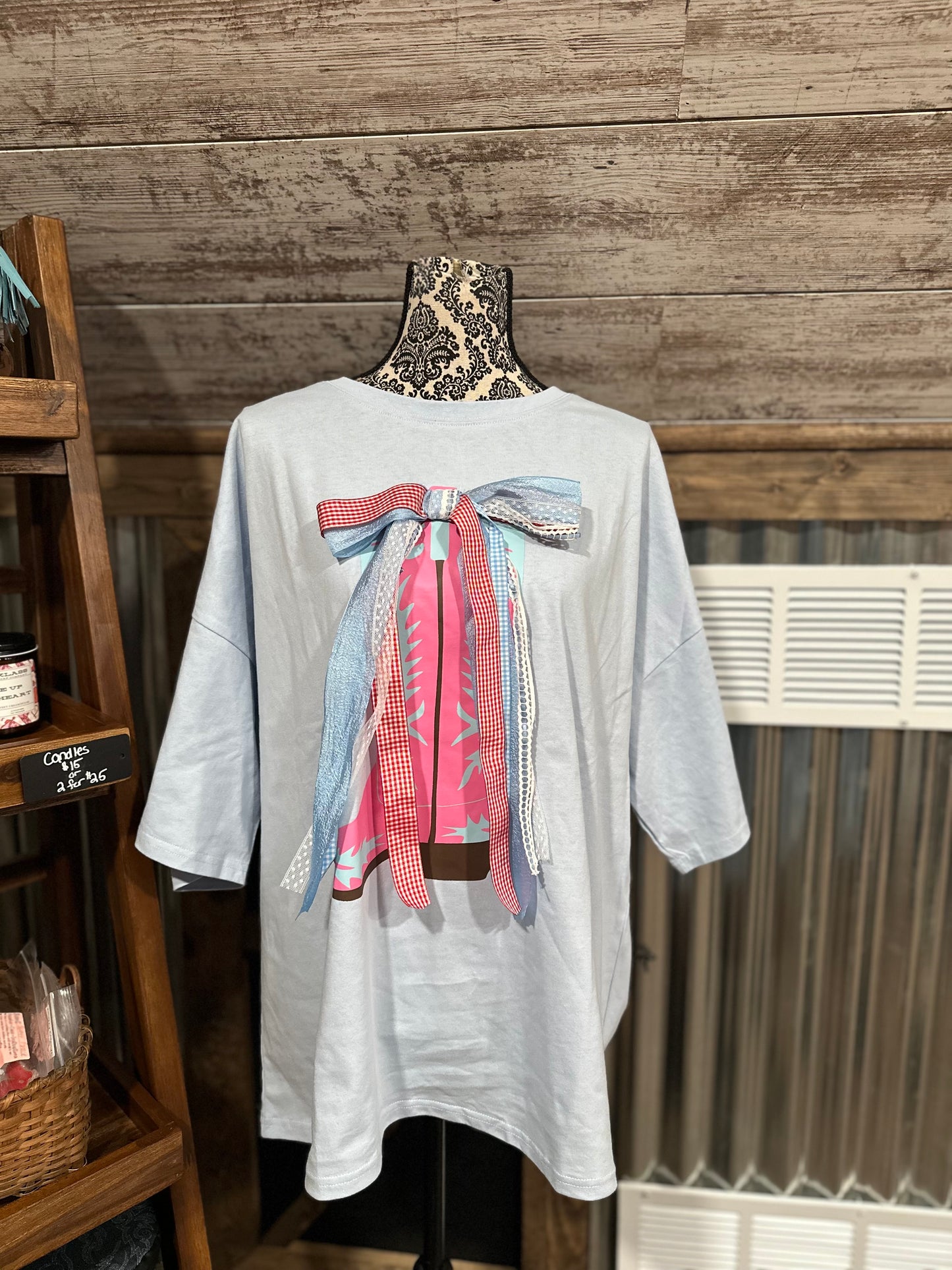 Boots and Bows oversized tee