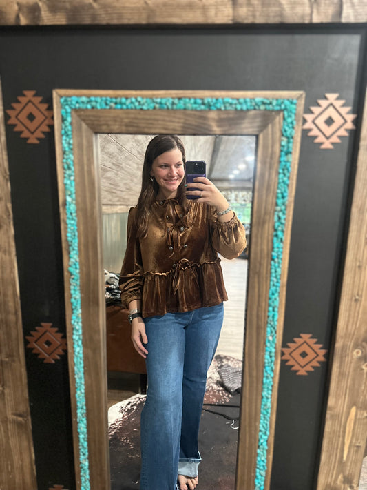Brown Velvet Concho Top