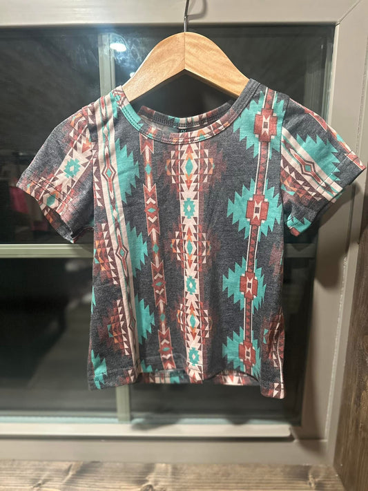 Grey Aztec Tee-kids
