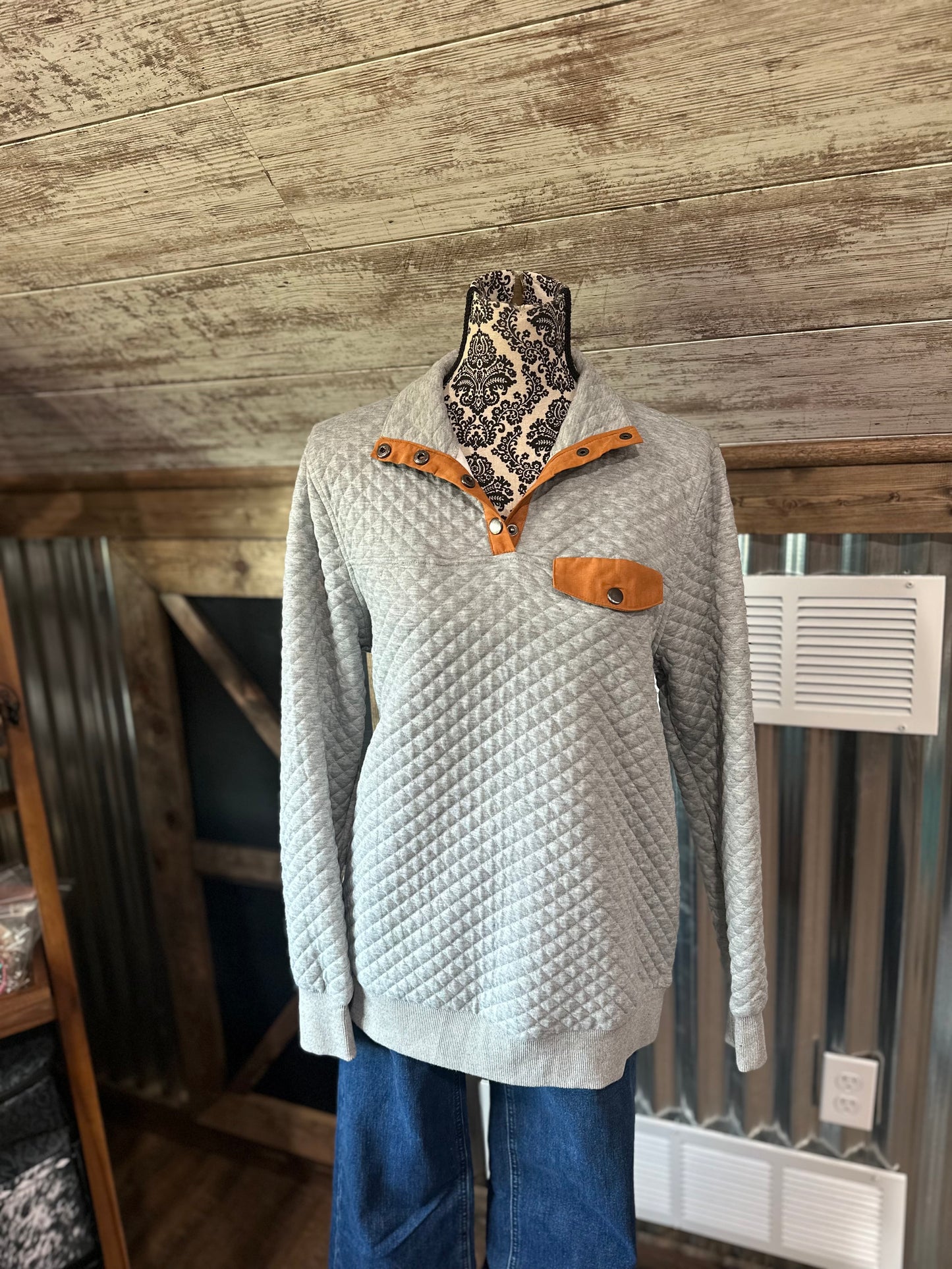 Quilted Grey Long Sleeve