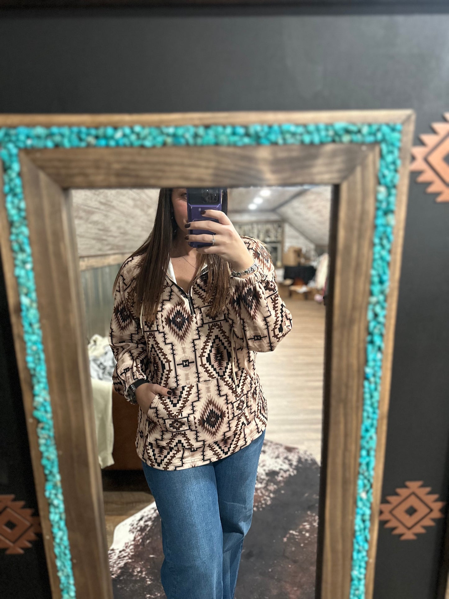 Desert Rust Aztec Halfzip