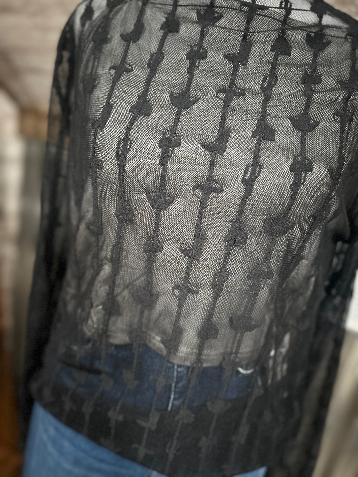 Black Western Lace Top