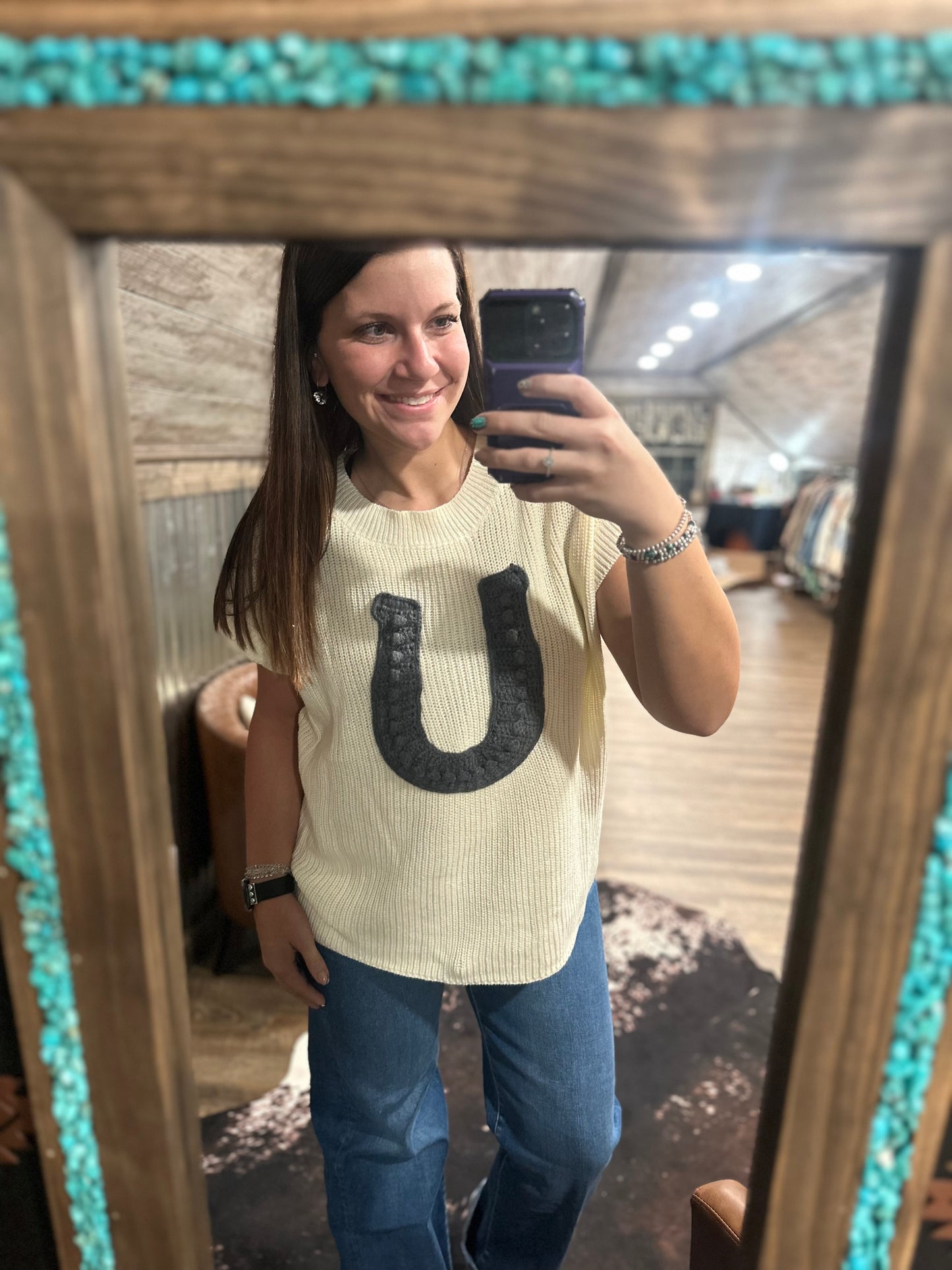 Navy Horseshoe Sweater Vest