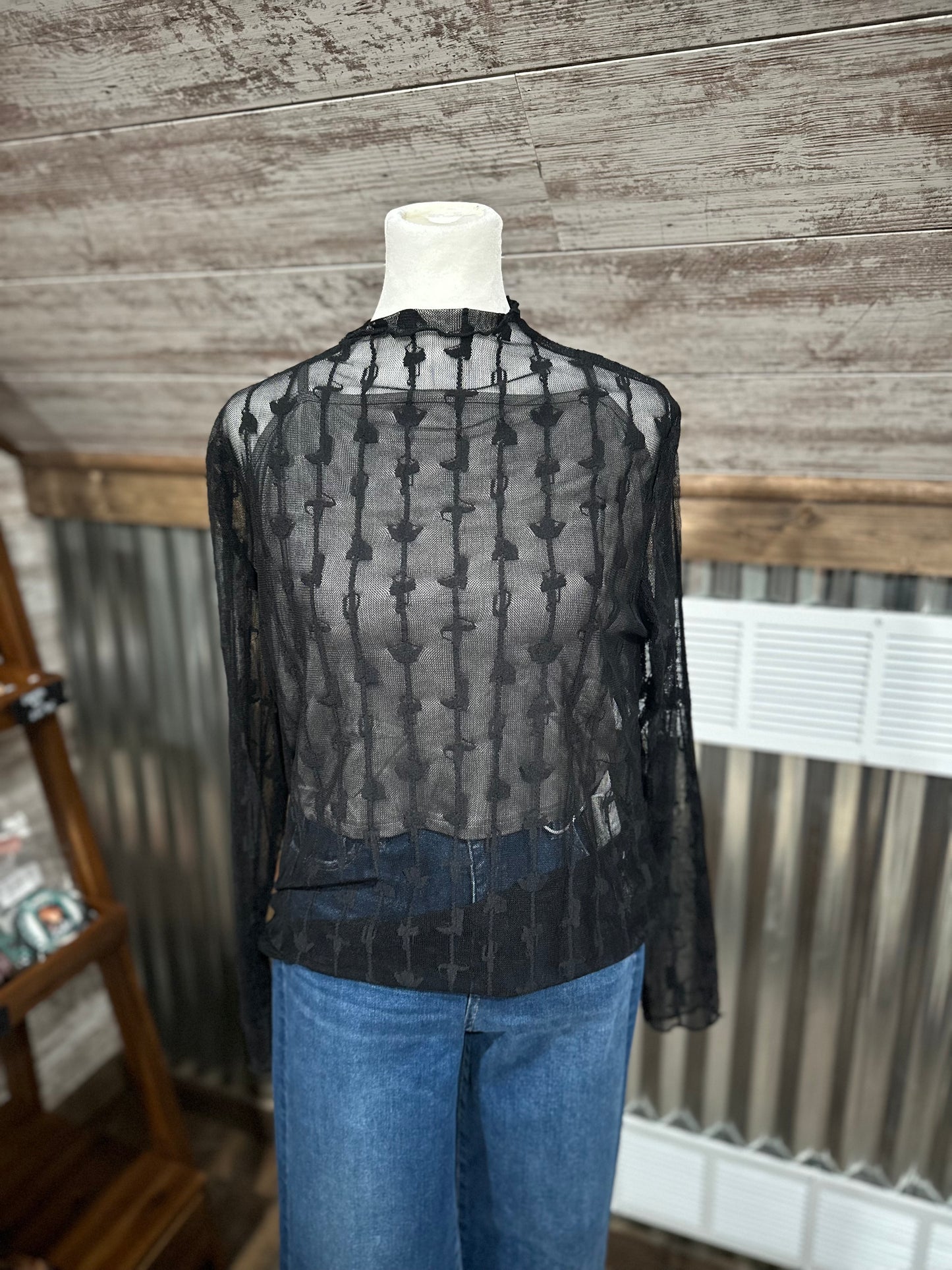 Black Western Lace Top
