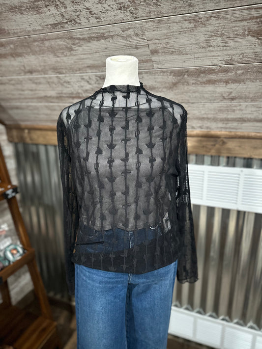 Black Western Lace Top