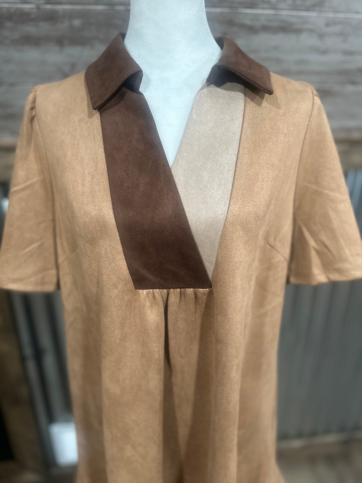 Tan Colorblock Dress
