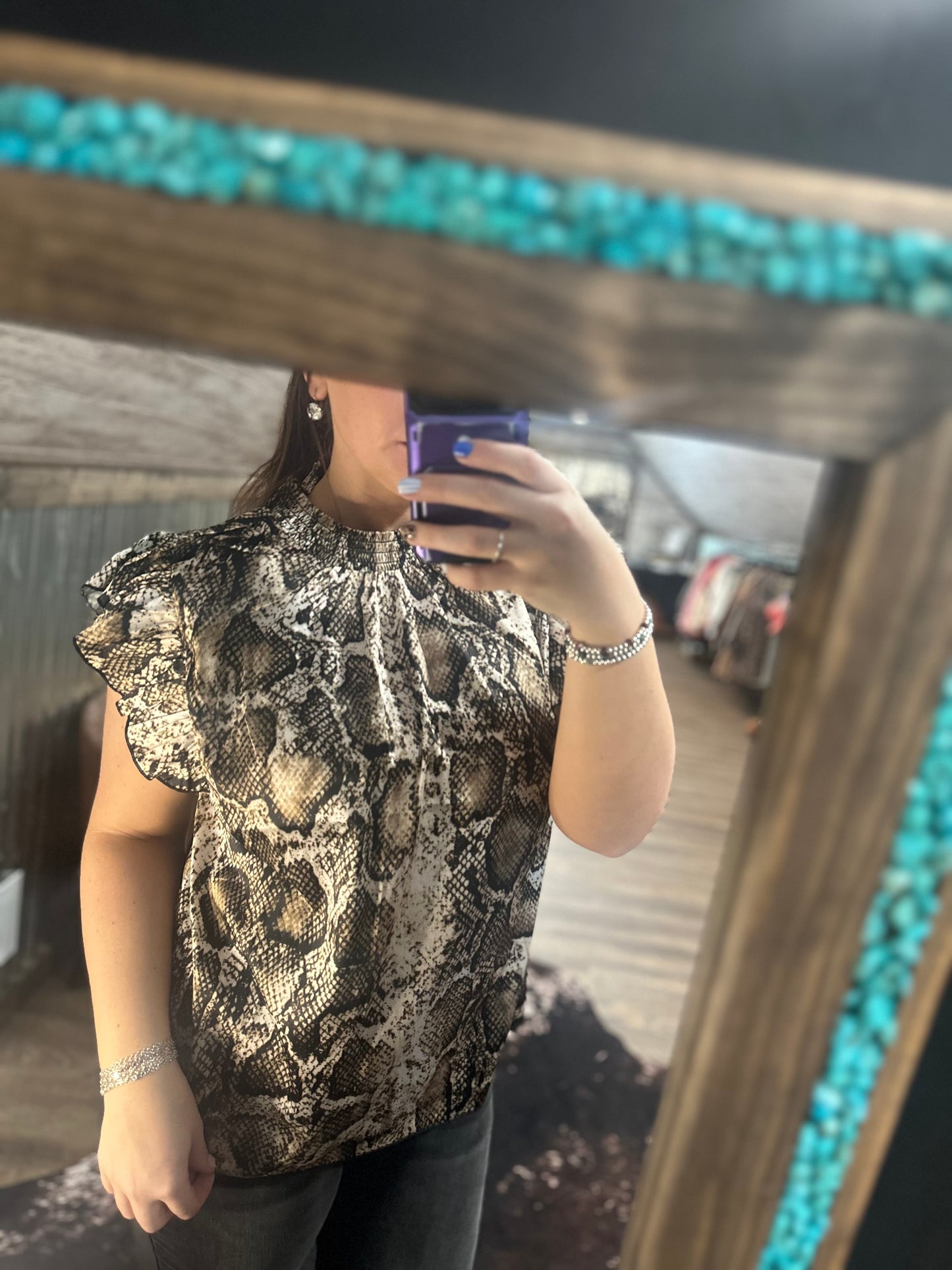 Snake Ruffle Top