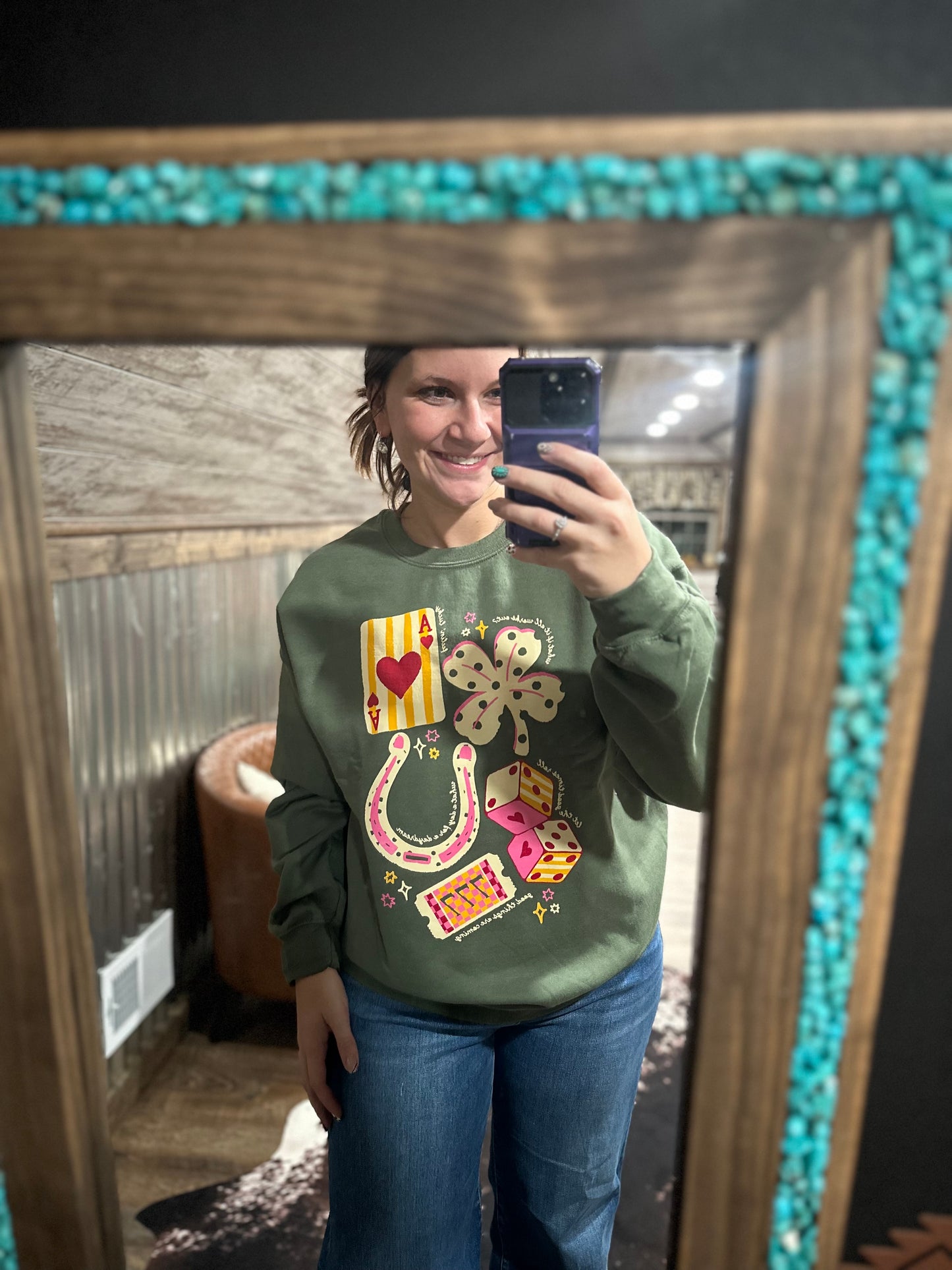 Lucky Play Card Crewneck