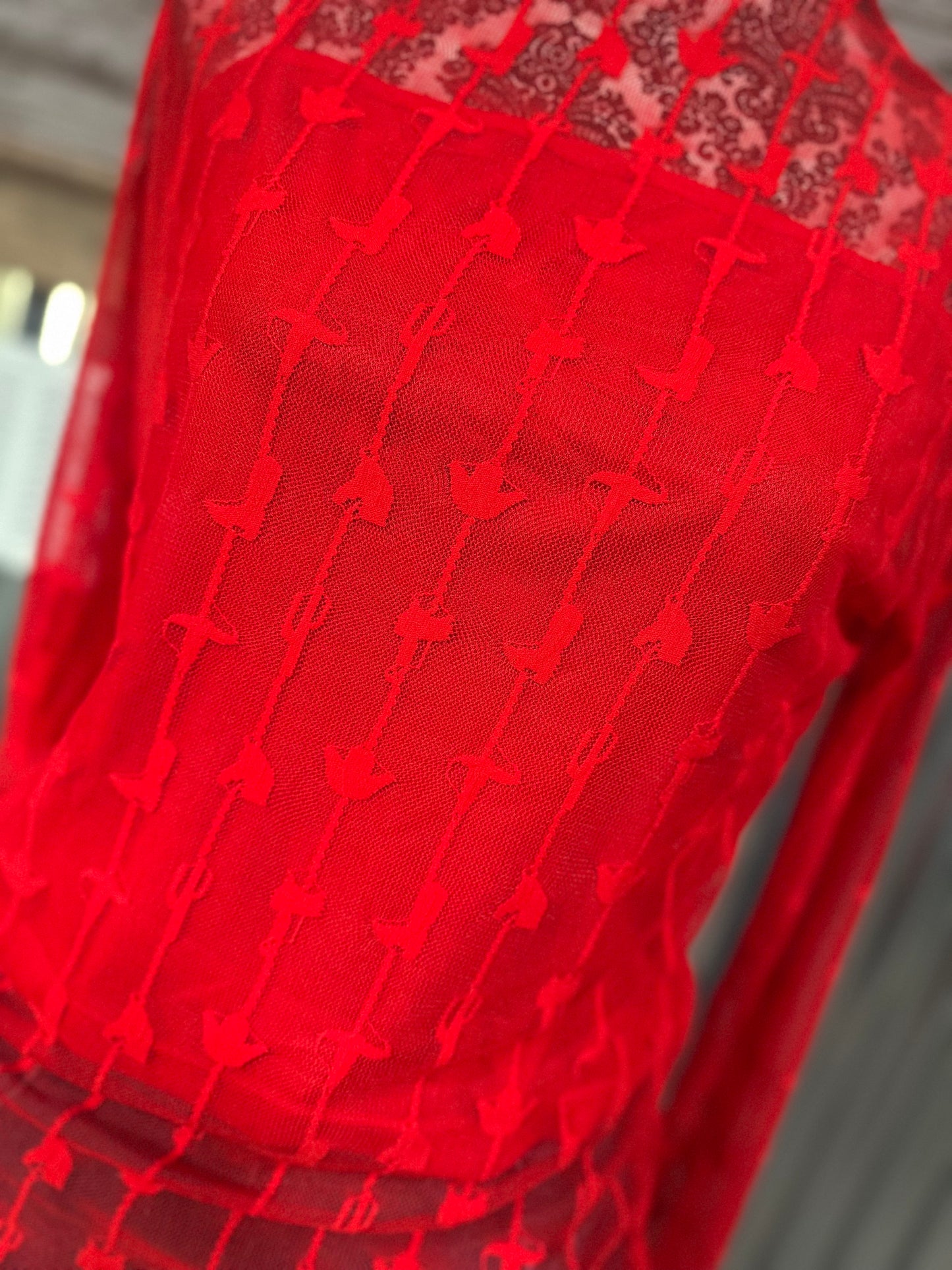 Red Lace Western Top
