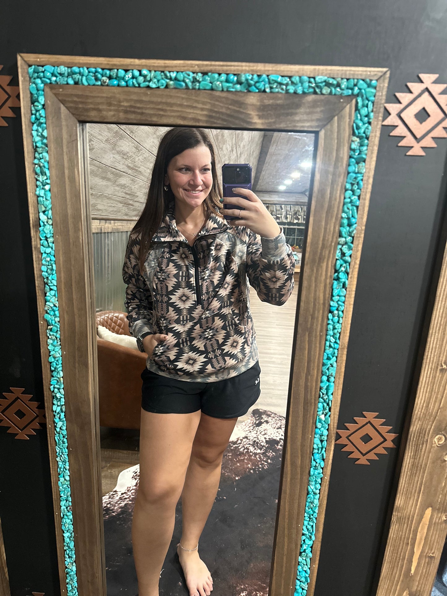 Brown Aztec Half Zip